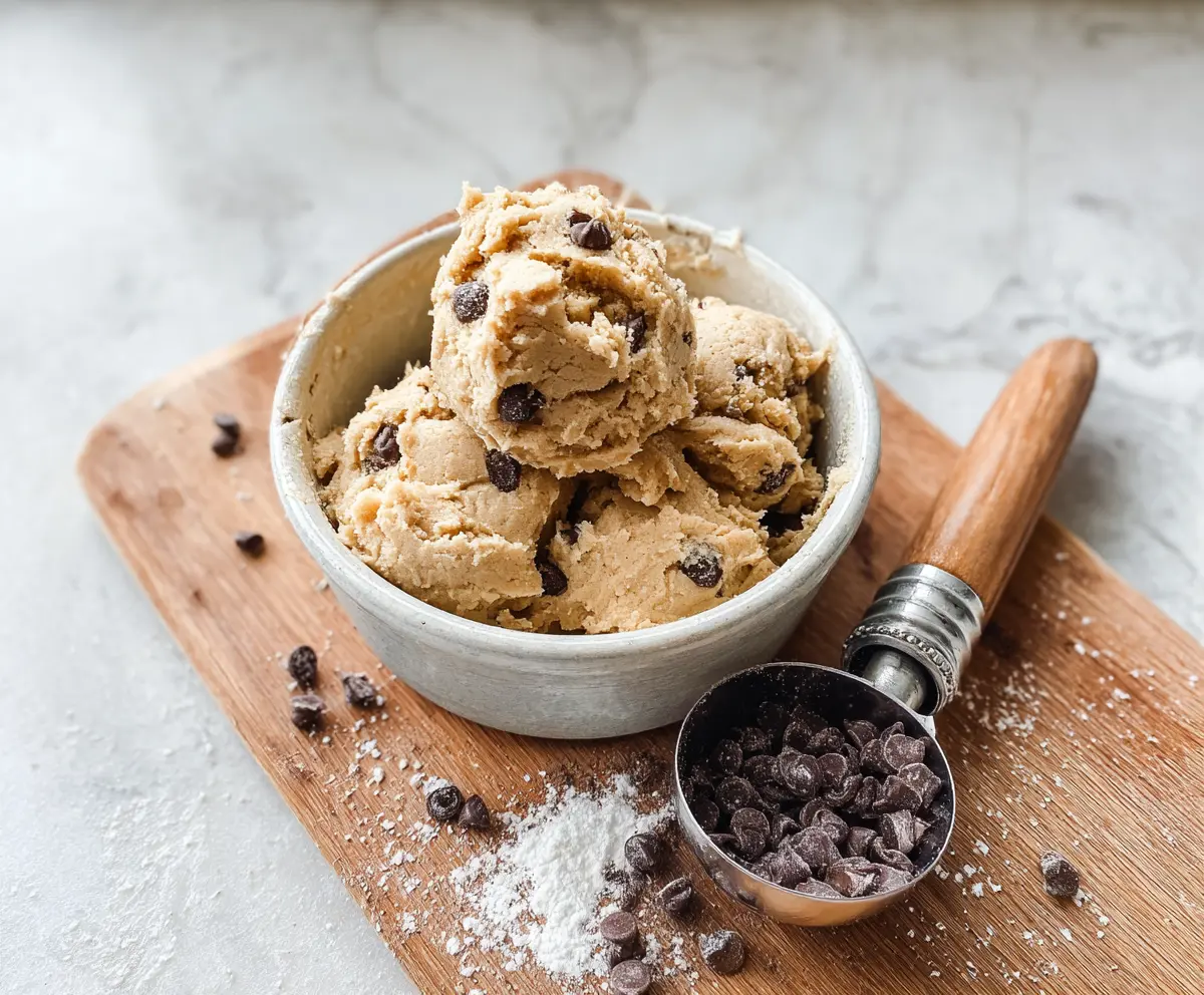 Creamy Greek Yogurt Cookie Dough served as a healthy, gluten-free snack.
