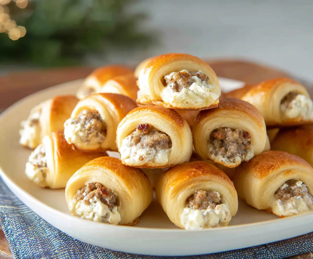 Delicious Sausage Cream Cheese Crescent Bites served as a savory appetizer.