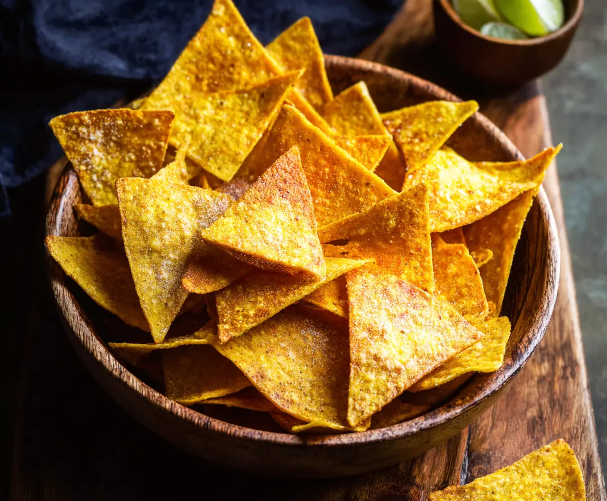 Crispy homemade tortilla chips served with salsa for an easy snack