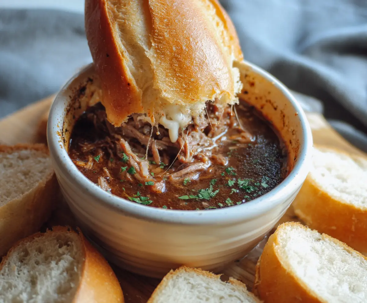 Delicious 5 Ingredient Beef Dip ready to serve, perfect for quick appetizers and parties.