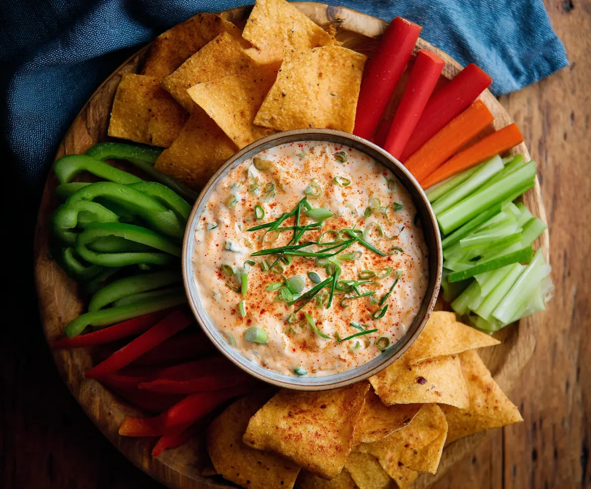 Creamy Buffalo Ranch Dip served in a bowl, perfect for party snacks and game day appetizers.