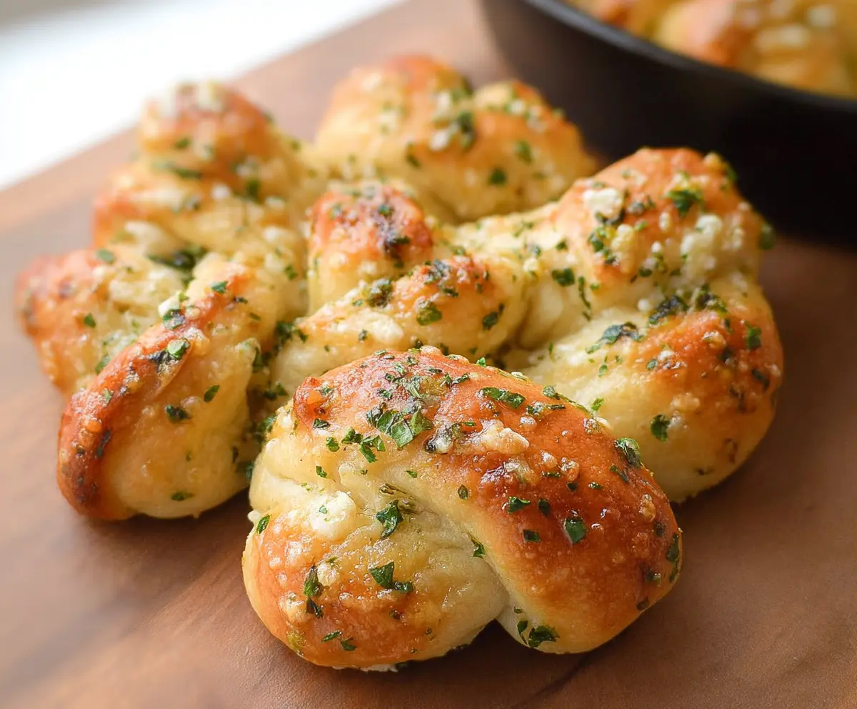 Delicious homemade cottage cheese garlic knots served fresh on a plate.