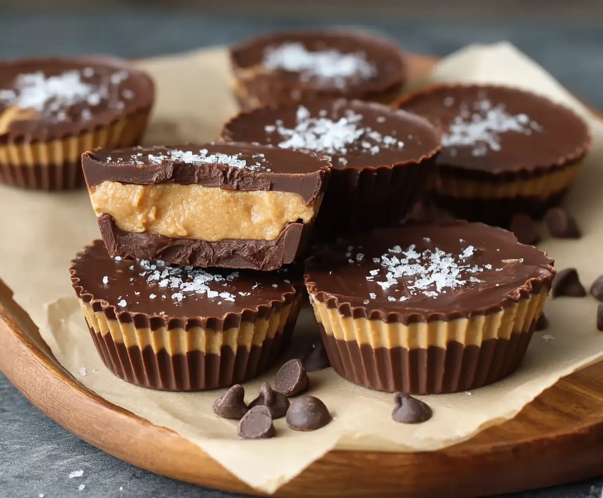 Delicious homemade cottage cheese peanut butter cups on a white plate, perfect for a healthy snack.