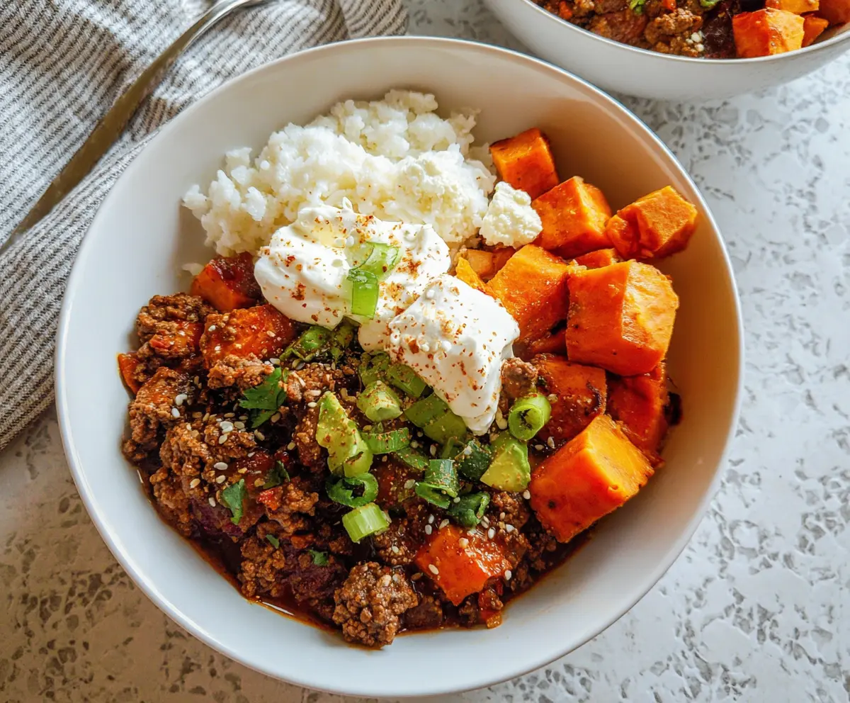 Delicious Cottage Cheese Sweet Potato Beef dish with vibrant ingredients and appealing presentation