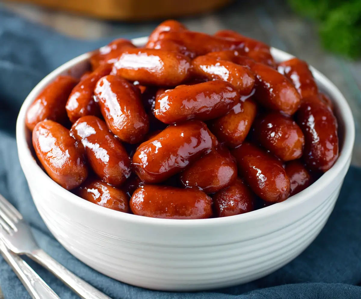 Delicious crock pot little smokies served with toothpicks, perfect for appetizers