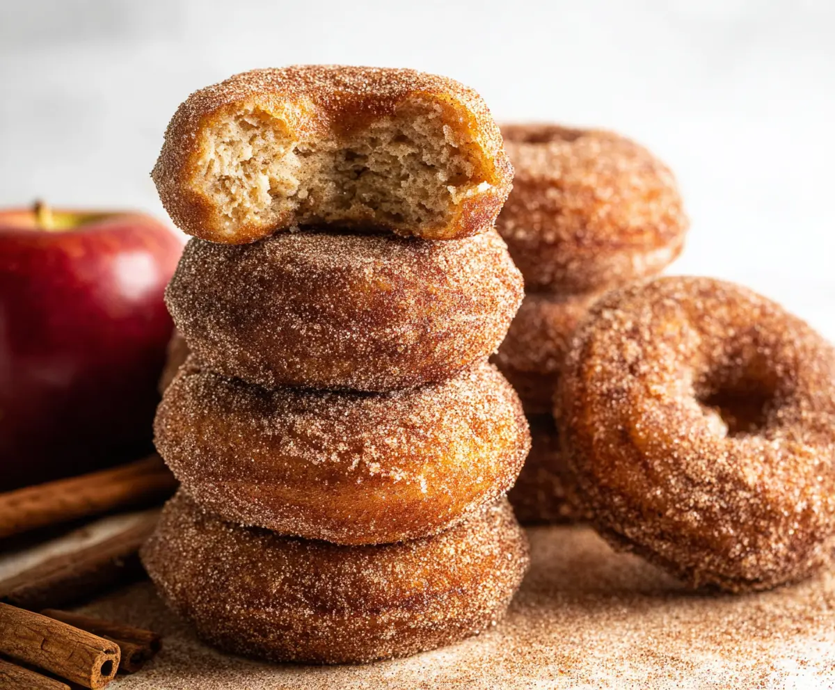 Delicious homemade sourdough apple cider donuts on a rustic plate, perfect for fall treats.