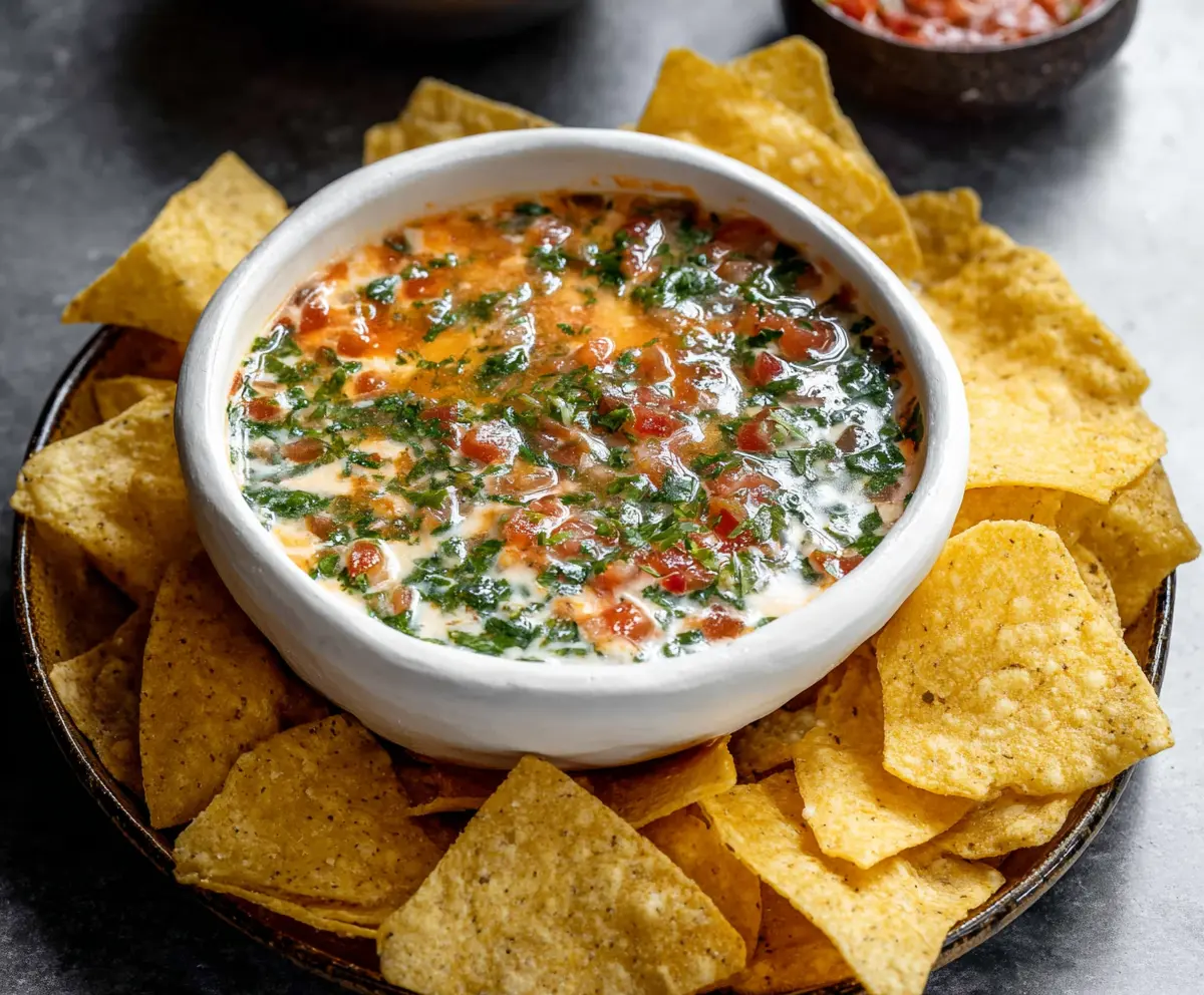 Delicious 54th Street Gringo Dip served with crispy tortilla chips, perfect for sharing at parties.