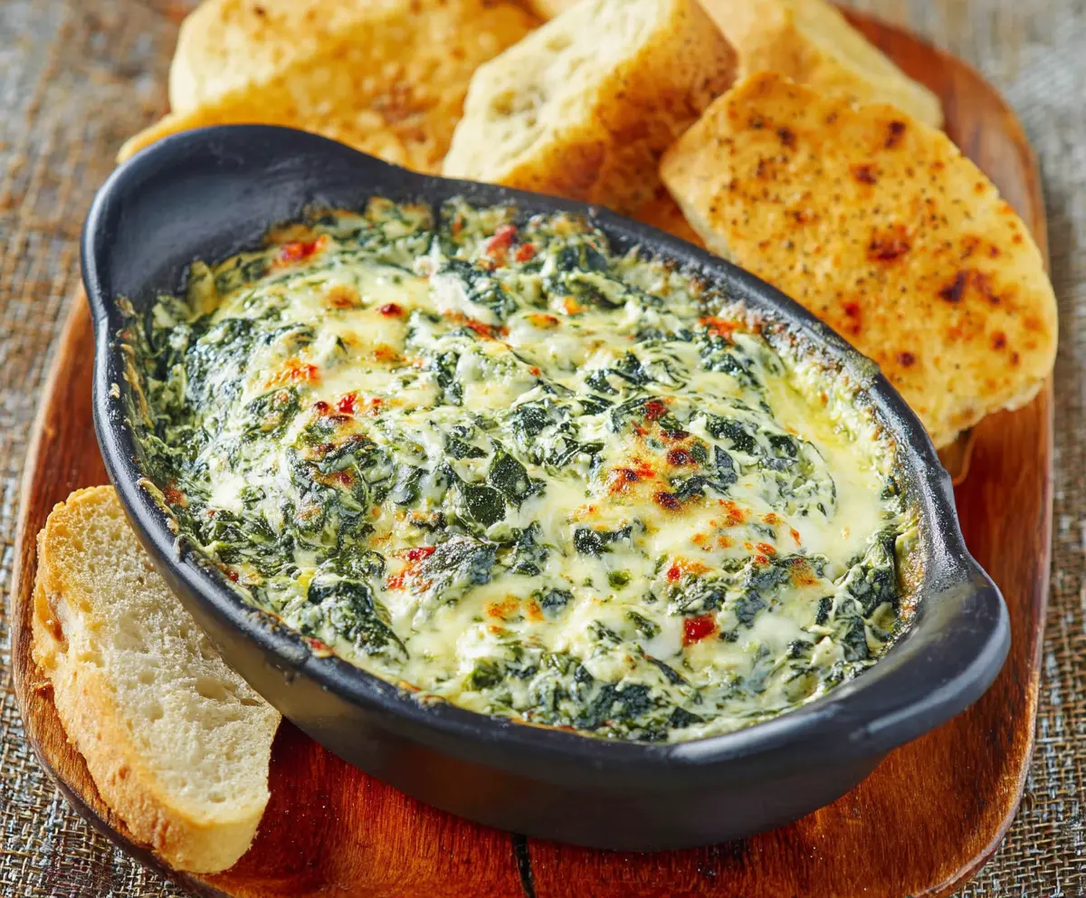 Delicious Cheddars Santa Fe Spinach Dip served in a bowl with fresh ingredients in the background