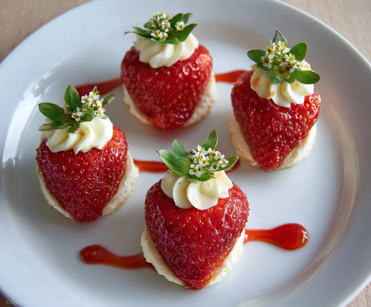 Delicious Cheesecake Deviled Strawberries, a perfect blend of creamy cheesecake filling inside fresh strawberries.