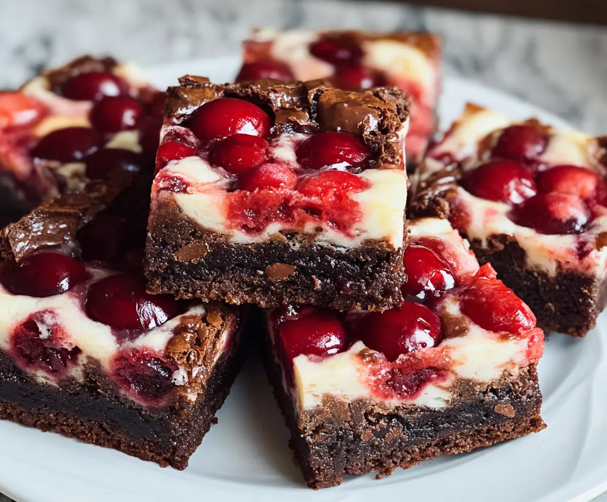 Delicious cherry cheesecake brownies with a rich chocolate base and sweet cherry topping.