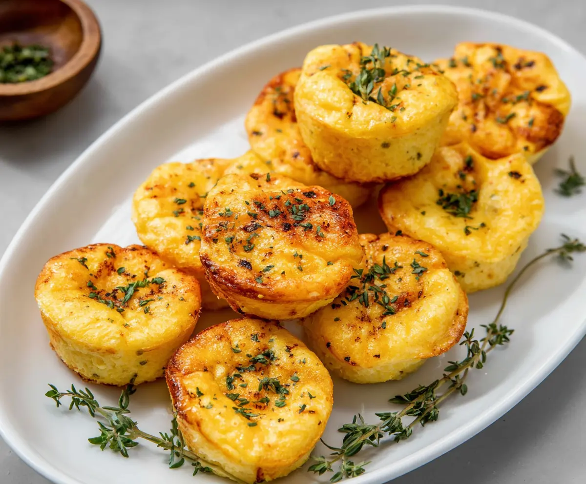Delicious cottage cheese egg bites on a plate, perfect for a healthy breakfast