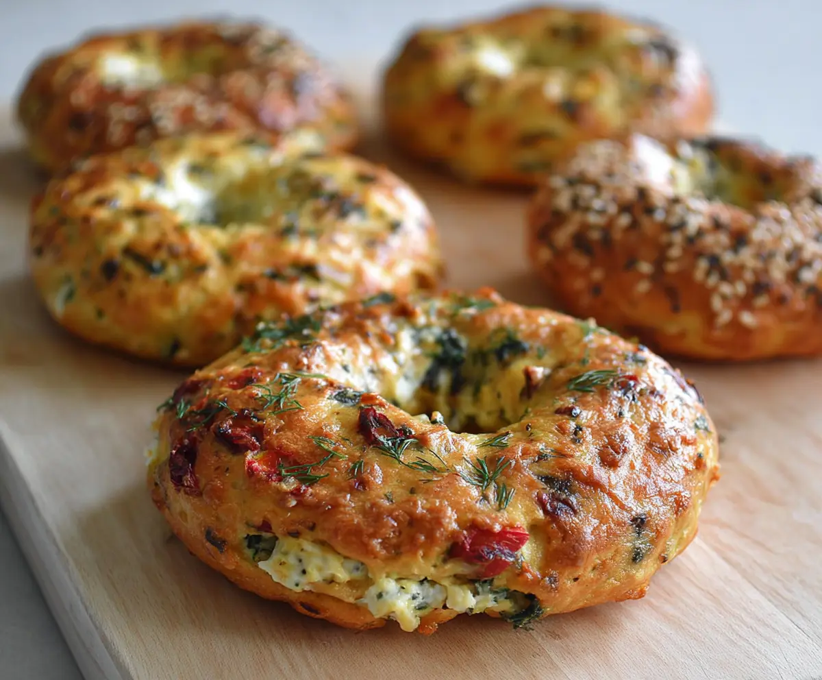 Delicious cottage cheese veggie bagels topped with fresh vegetables, perfect for a healthy snack or breakfast.