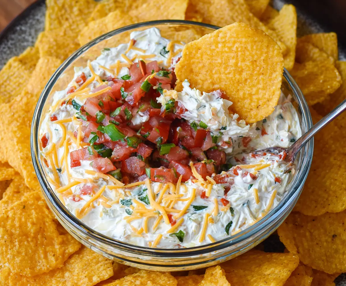 Cream Cheese Salsa Dip served in a bowl, perfect for parties and snacks.