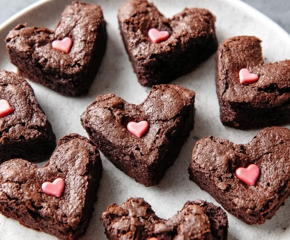 Delicious heart-shaped brownies for Valentine's Day or special occasions.