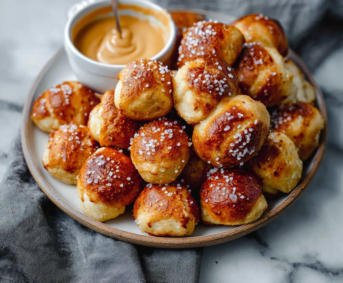 Delicious homemade soft pretzel bites served with savory dipping sauces