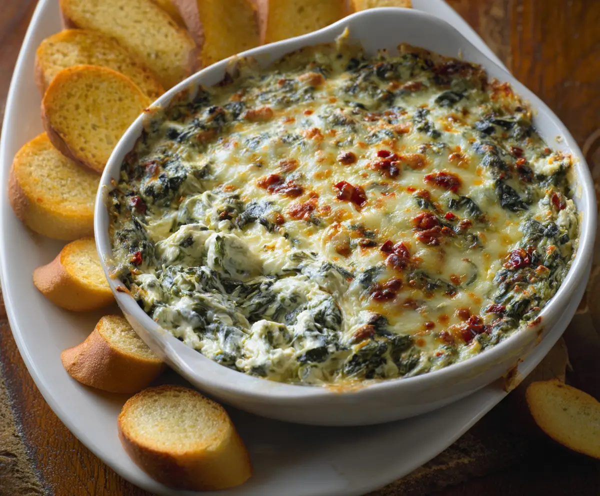 Creamy spinach dip served in a bowl, perfect for sharing at Longhorn Steakhouse.