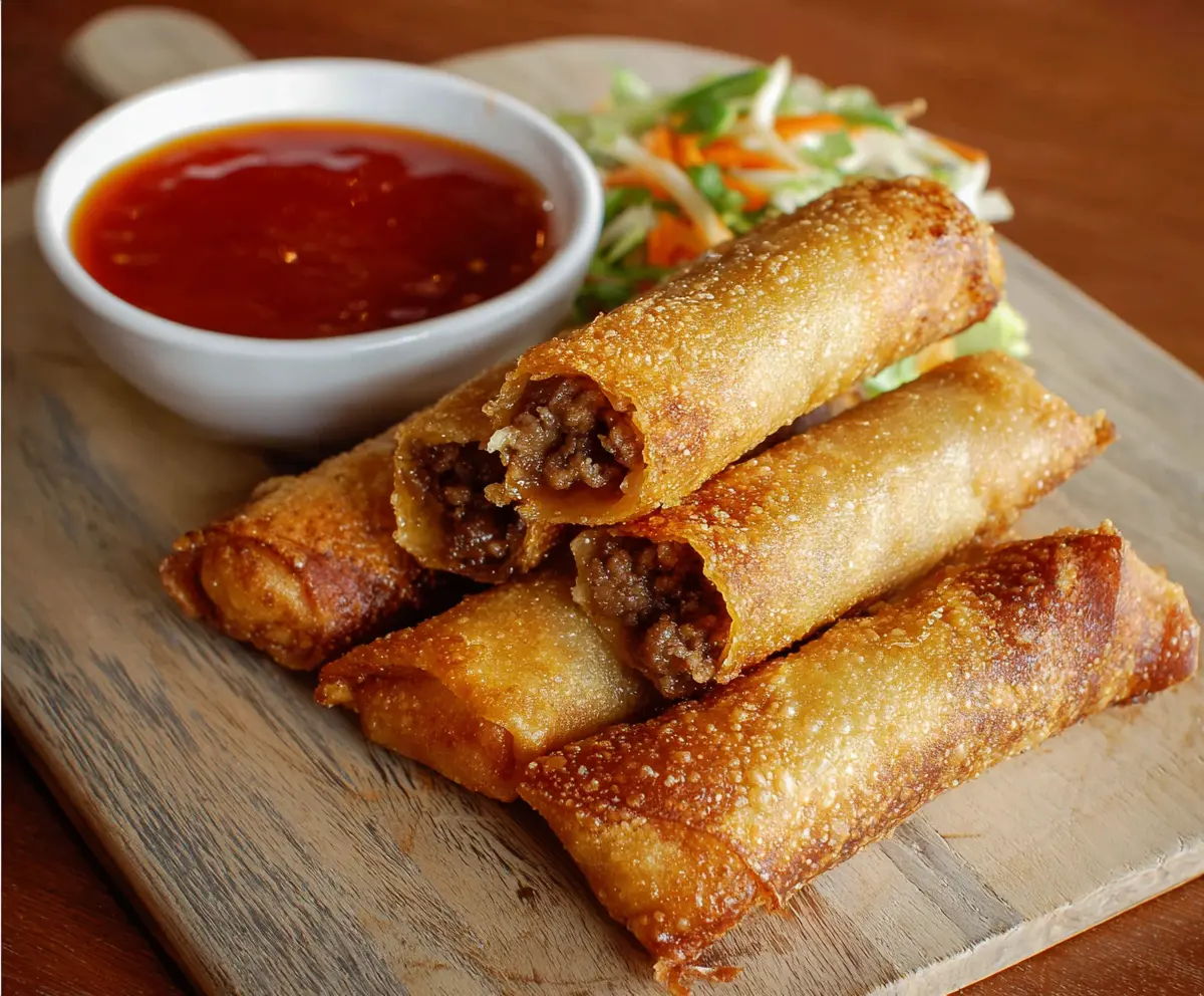 Crispy Beef Lumpia Filipino appetizer with savory filling and golden brown wrapper