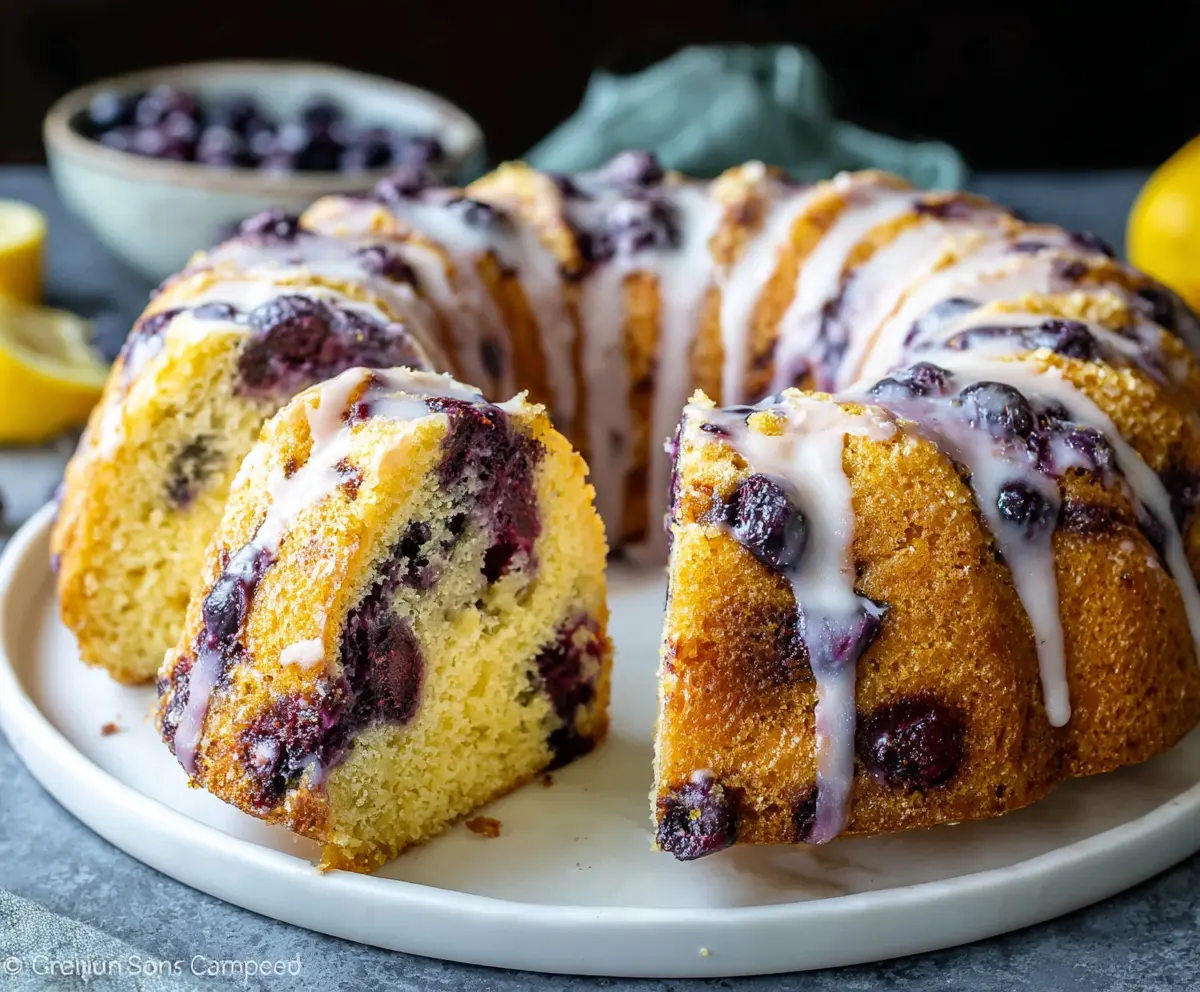 Delicious Lemon Blueberry Bundt Cake topped with fresh berries and lemon zest, perfect for spring desserts
