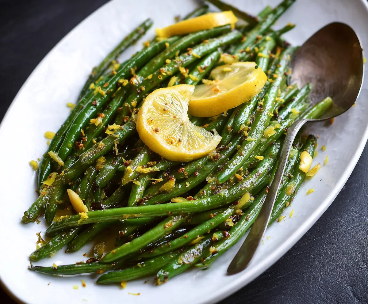 Fresh Lemon Green Beans dish with vibrant green beans and zesty lemon slices.