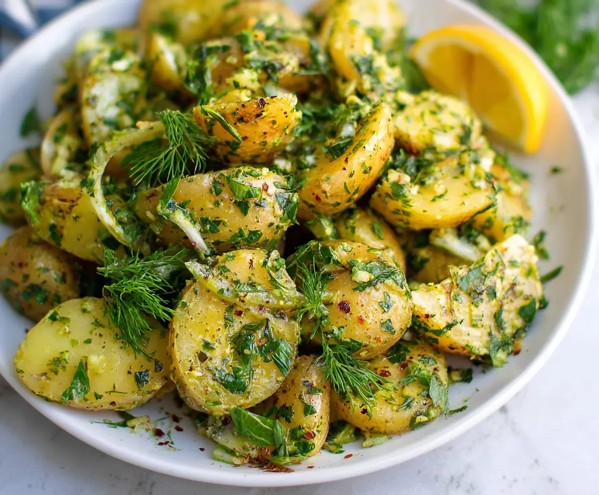 Delicious Lemon Herb Potato Salad with fresh herbs and zesty lemon dressing