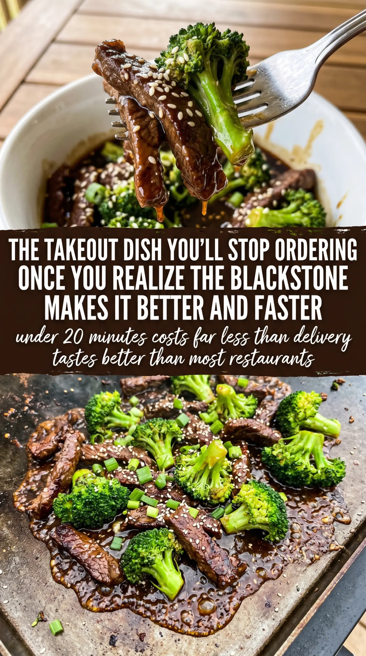 Blackstone Beef and Broccoli tender beef glossy sauce