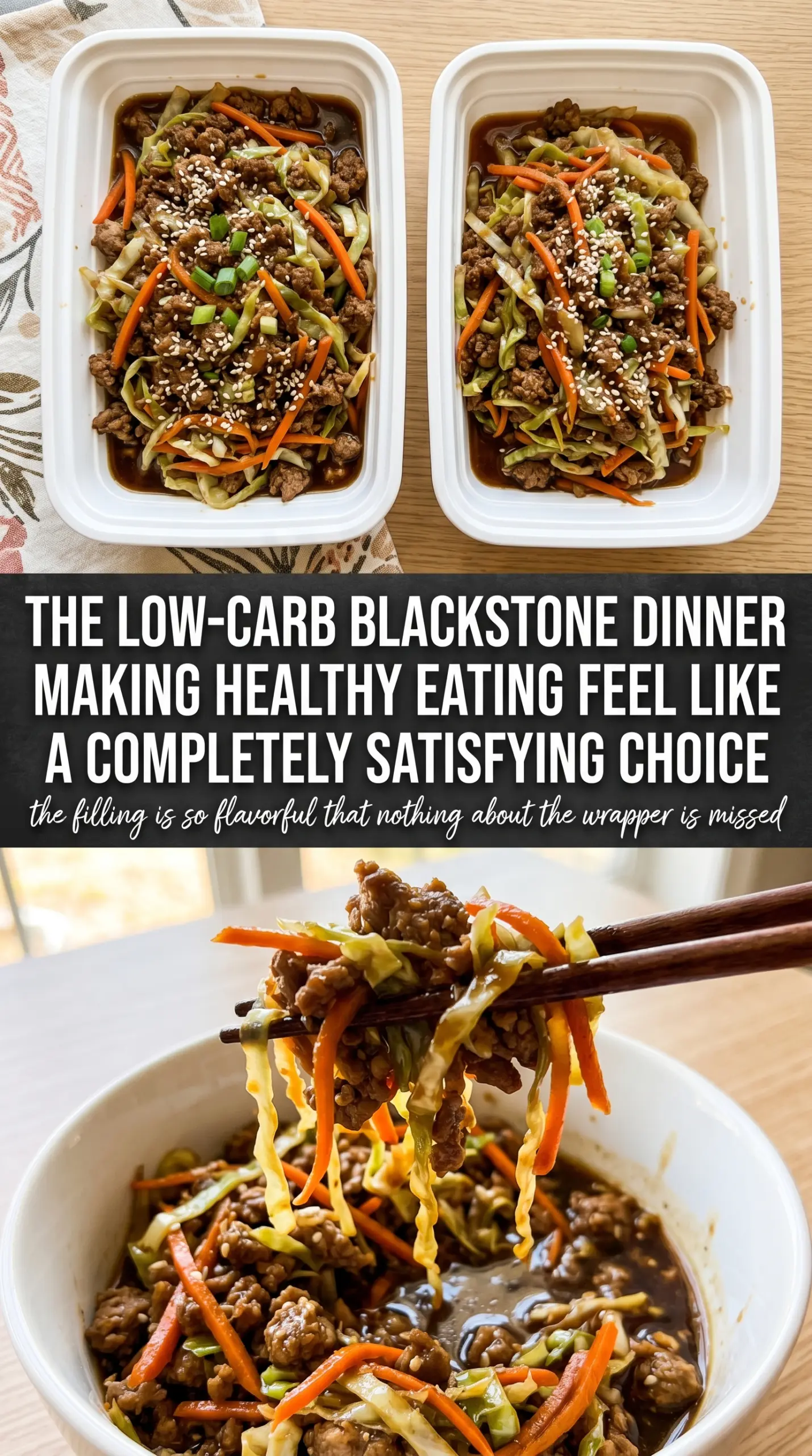 Blackstone Egg Roll in a Bowl colorful griddle stir fry