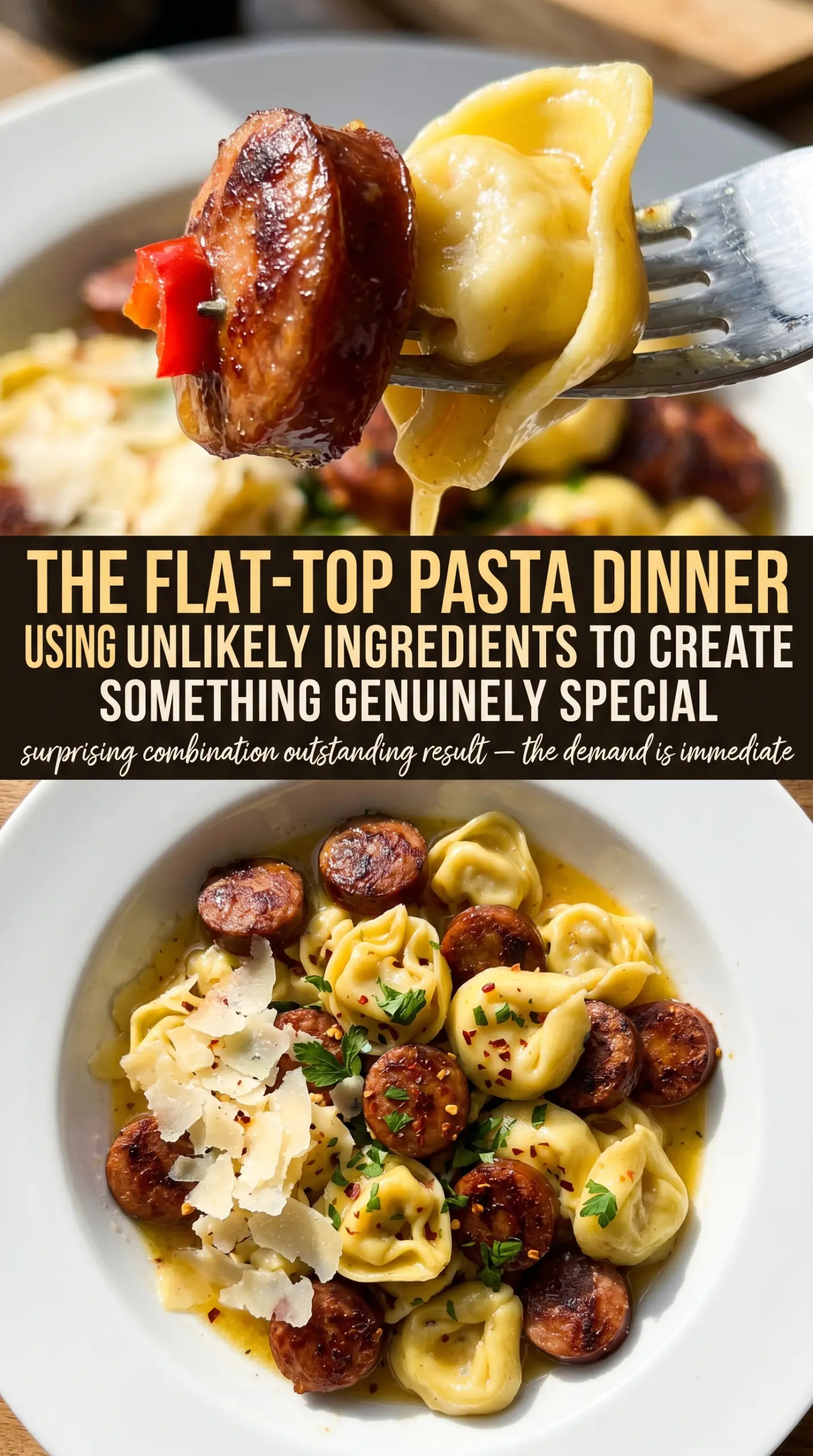 Blackstone Grilled Kielbasa and Tortellini smoky cheesy colorful