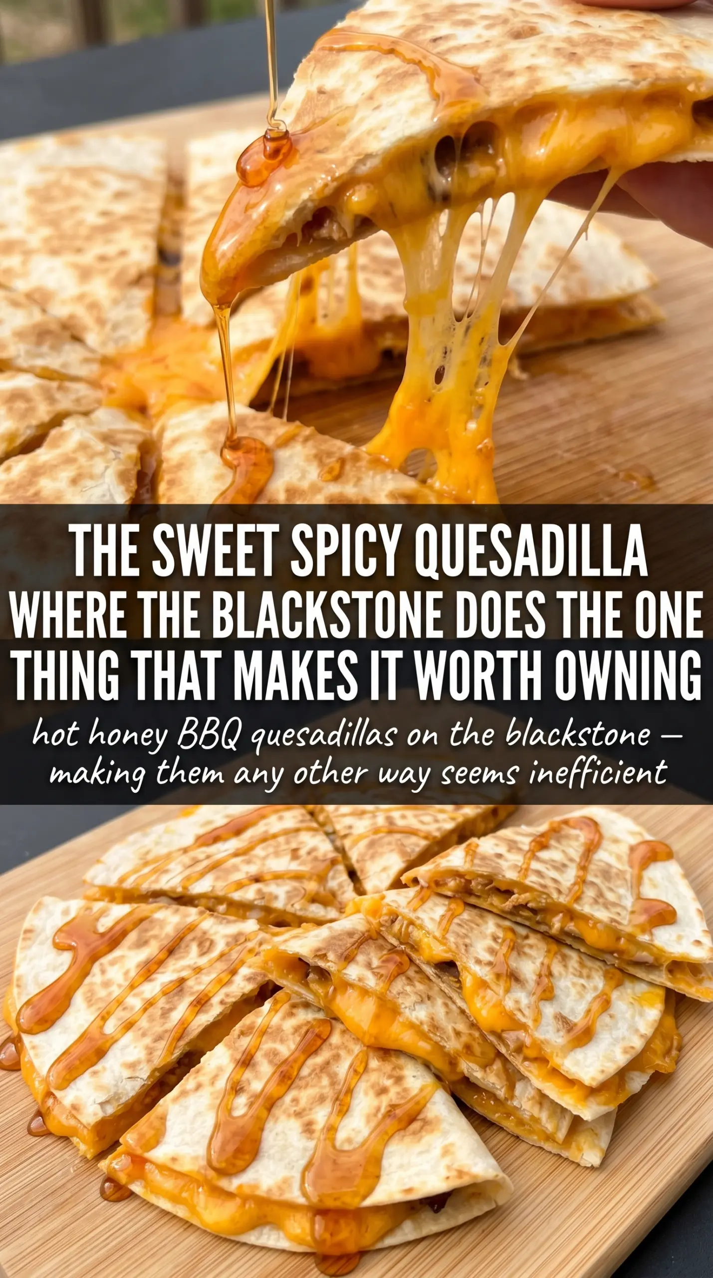 blackstone hot honey bbq chicken quesadillas cooked grilled