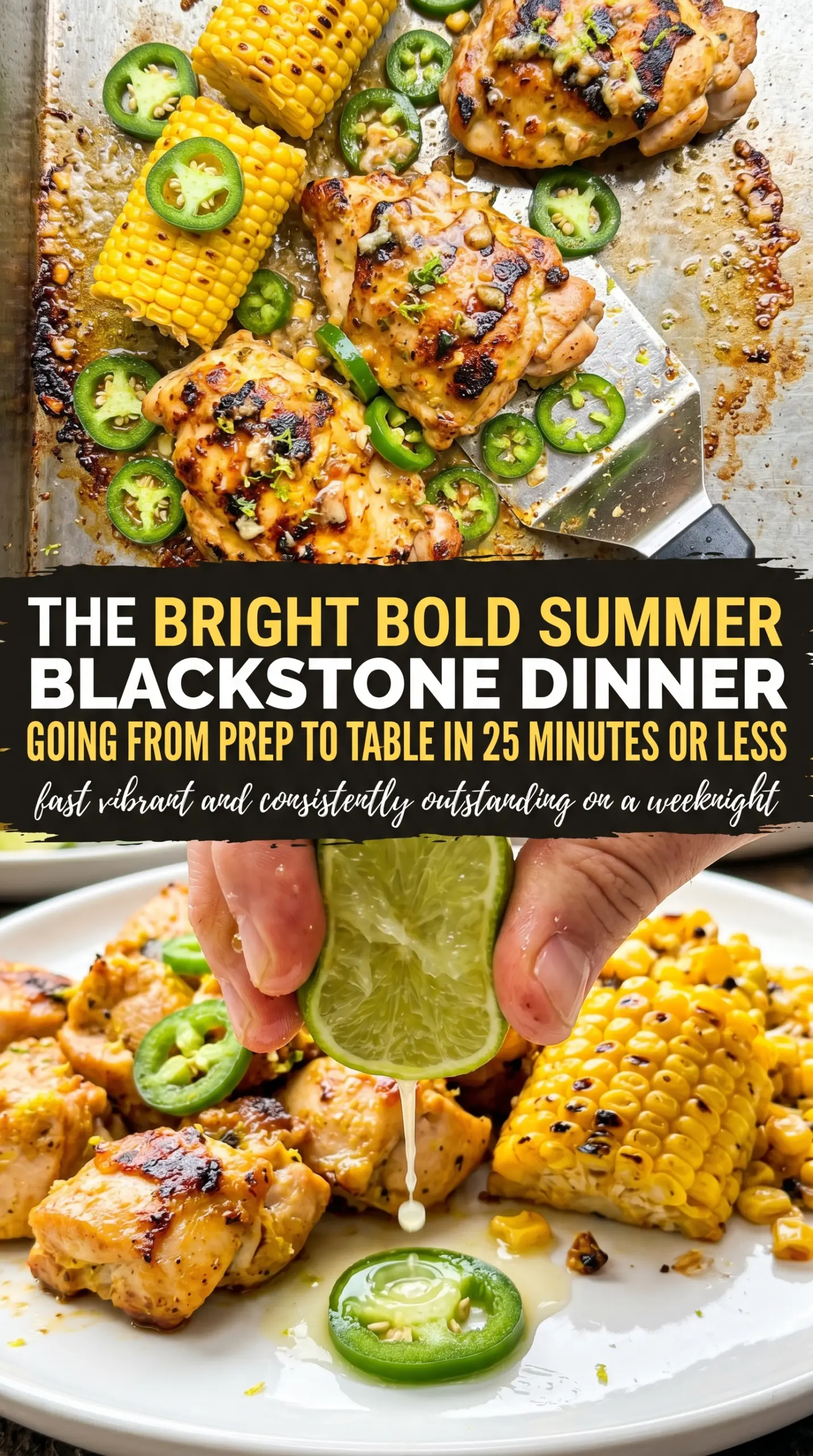 Blackstone Jalapeno Lime Chicken and Corn smoky lime chicken, charred jalapeños, cotija