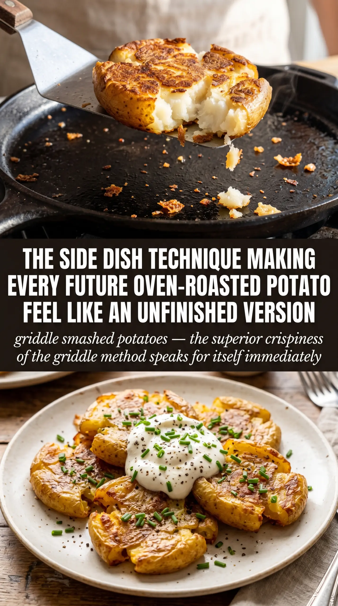 Griddle Smashed Potatoes crispy loaded