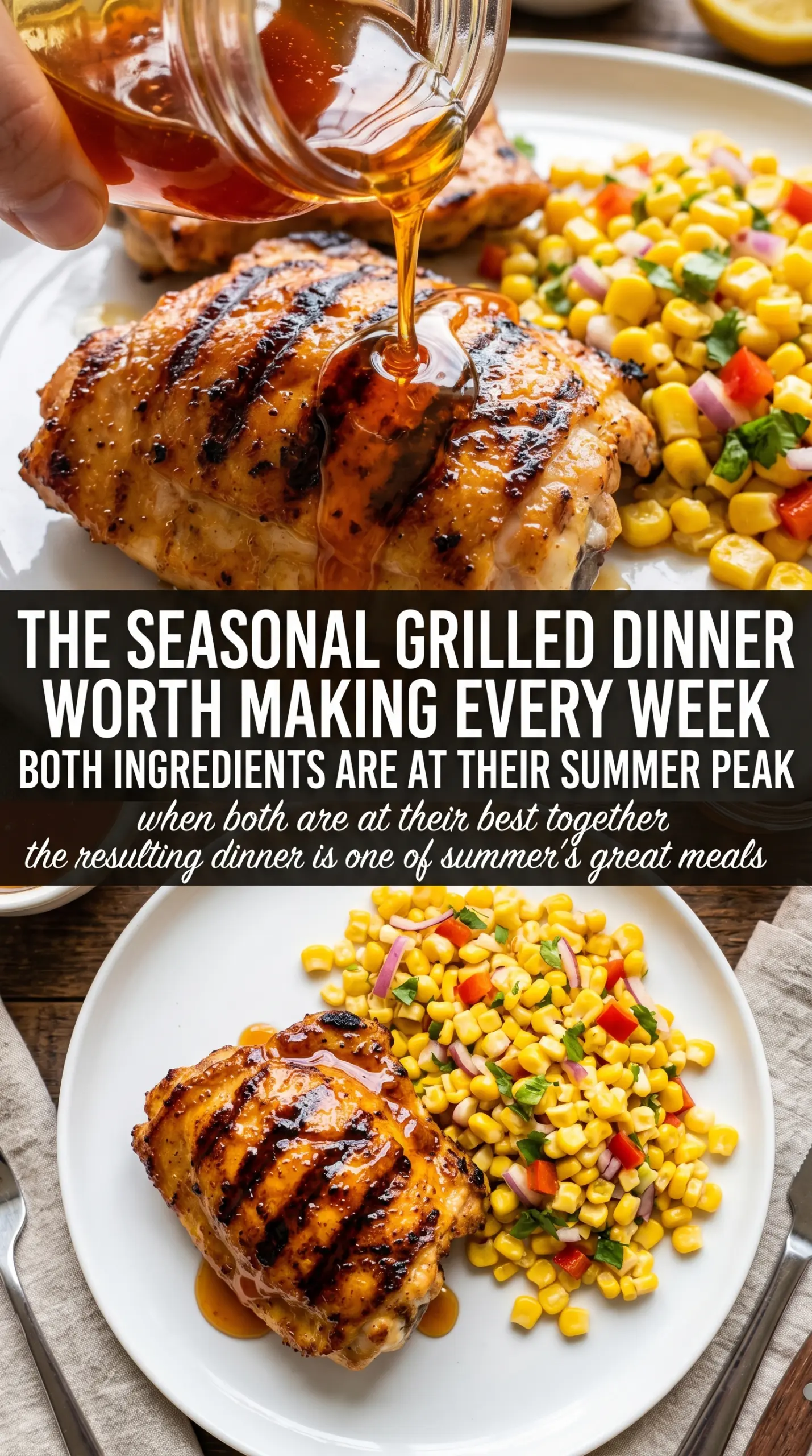 Grilled Hot Honey Chicken with Sweet Corn Salad spicy sweet fresh