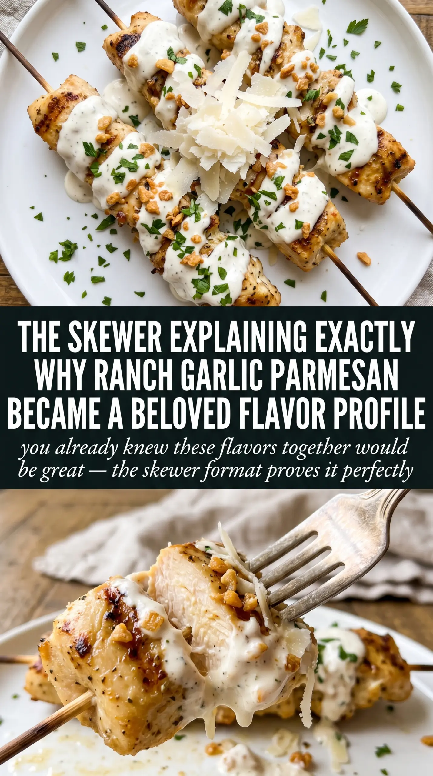 Grilled Ranch Garlic Parmesan Chicken Skewers juicy golden crispy