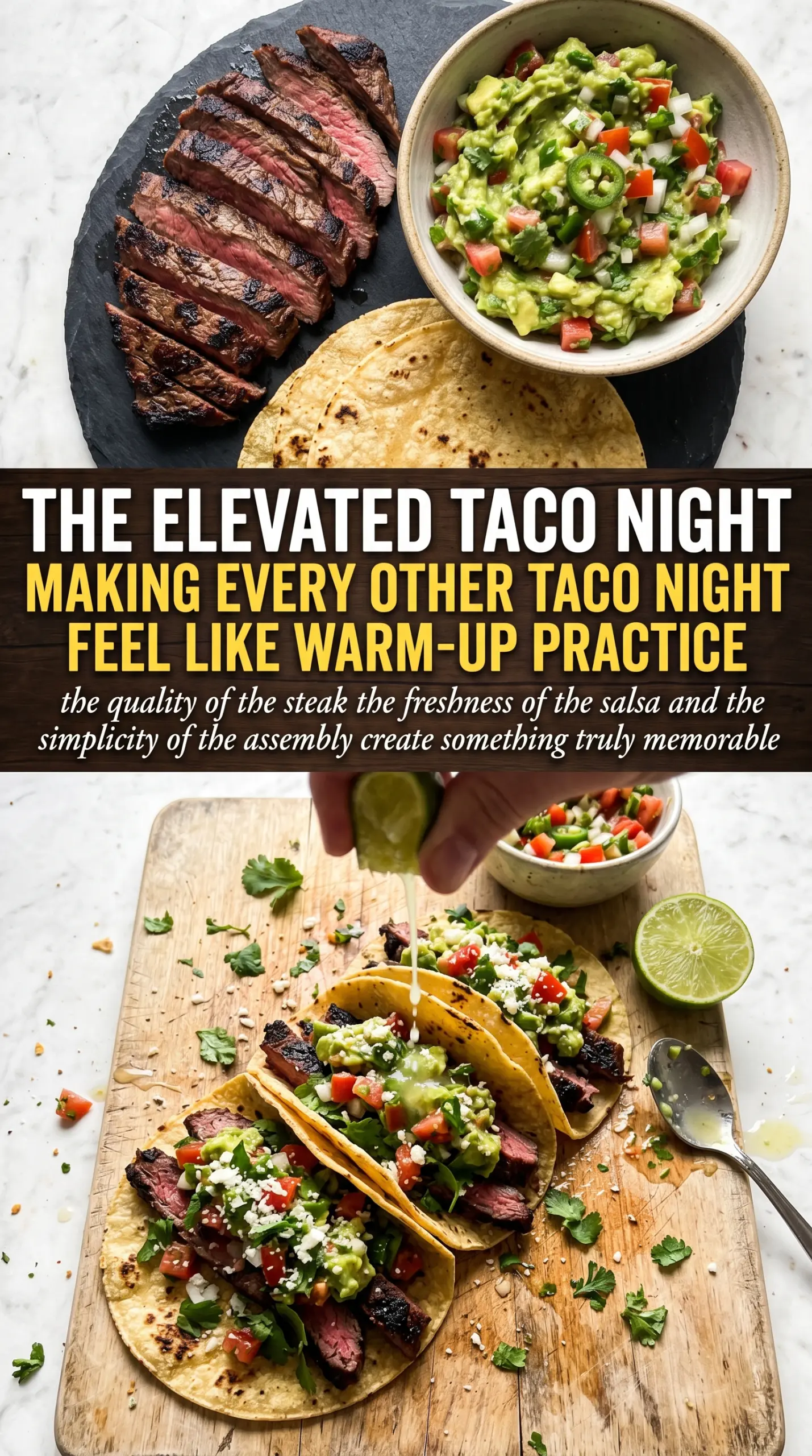 Grilled Steak Tacos with Avocado Salsa, charred, fresh, lime