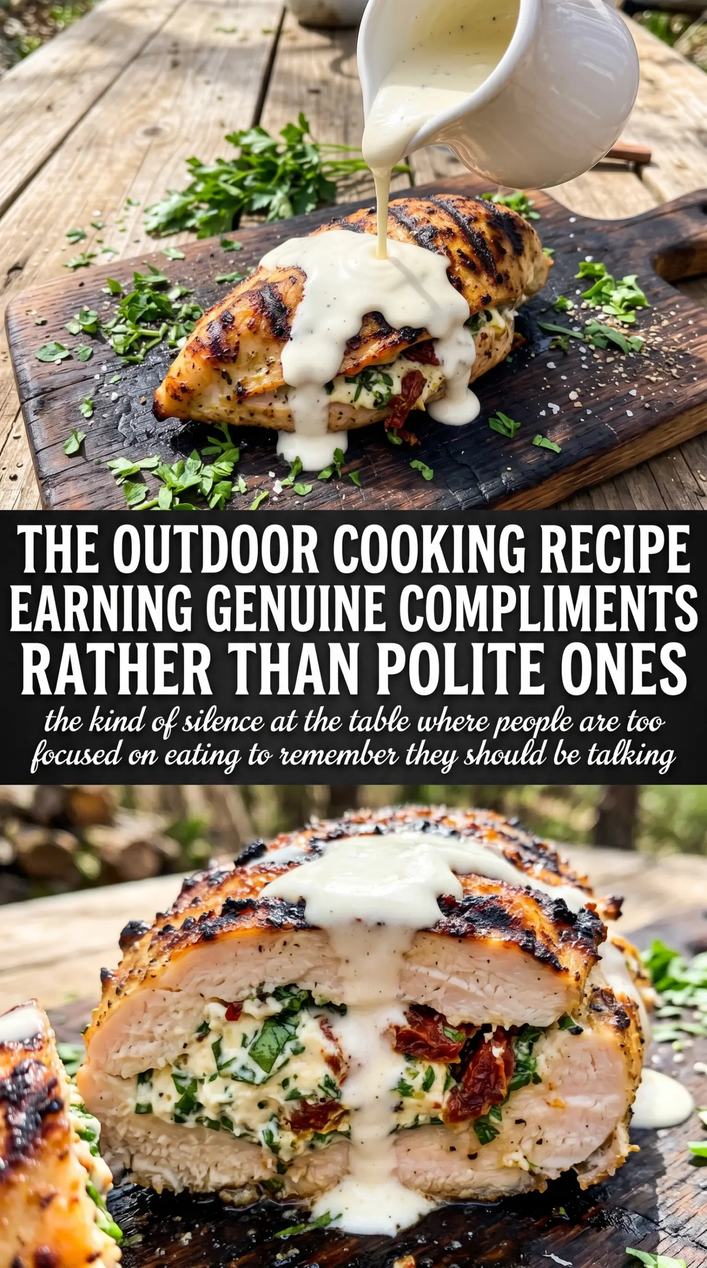 grilled stuffed chicken with cream sauce cooked grilled