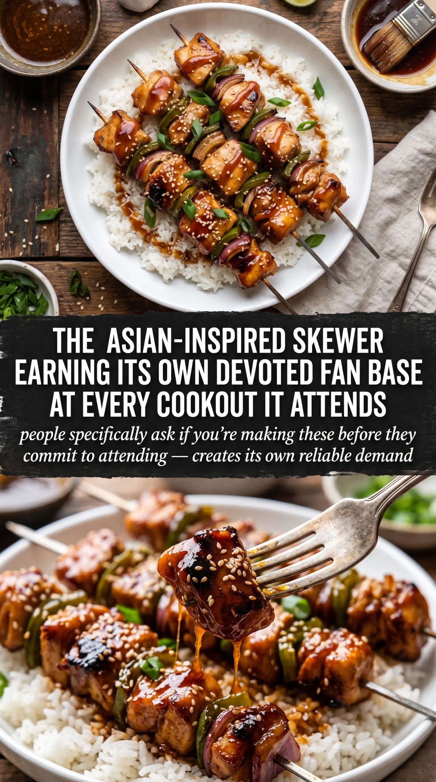 Honey Garlic Asian Chicken Kabobs glossy grilled skewers