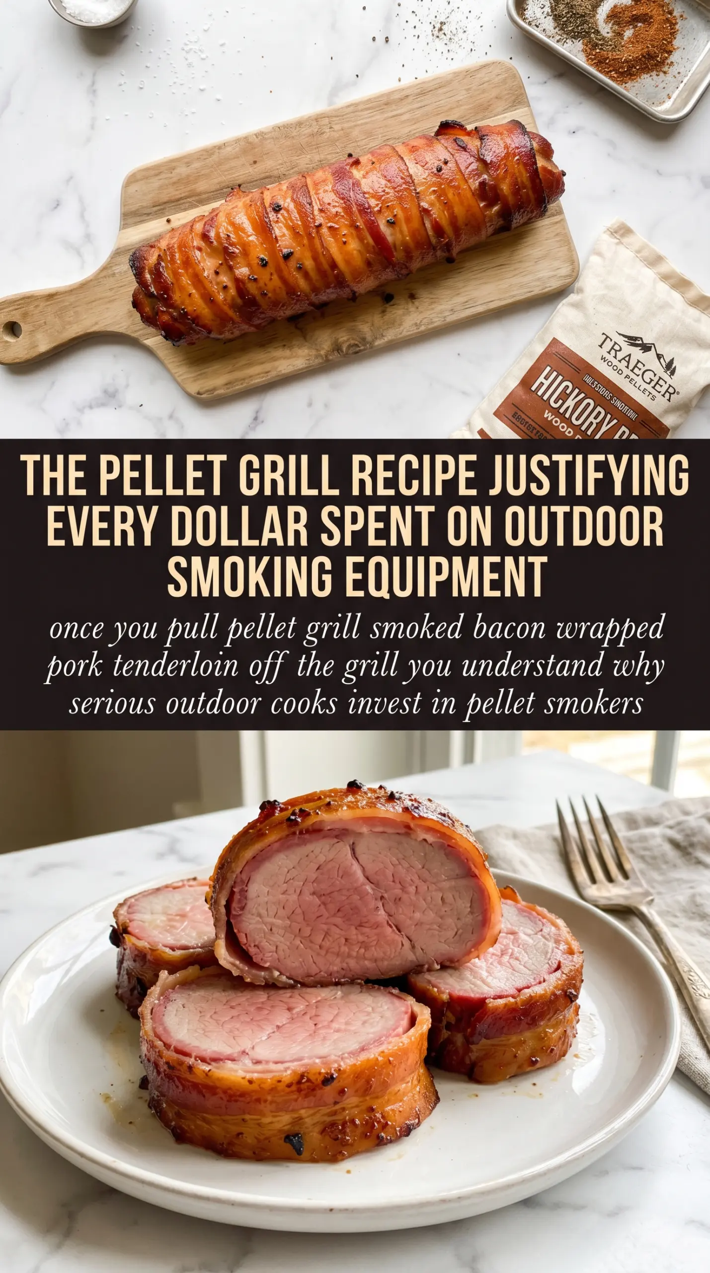 Pellet Grill Smoked Bacon Wrapped Pork Tenderloin smoky bacon-wrapped