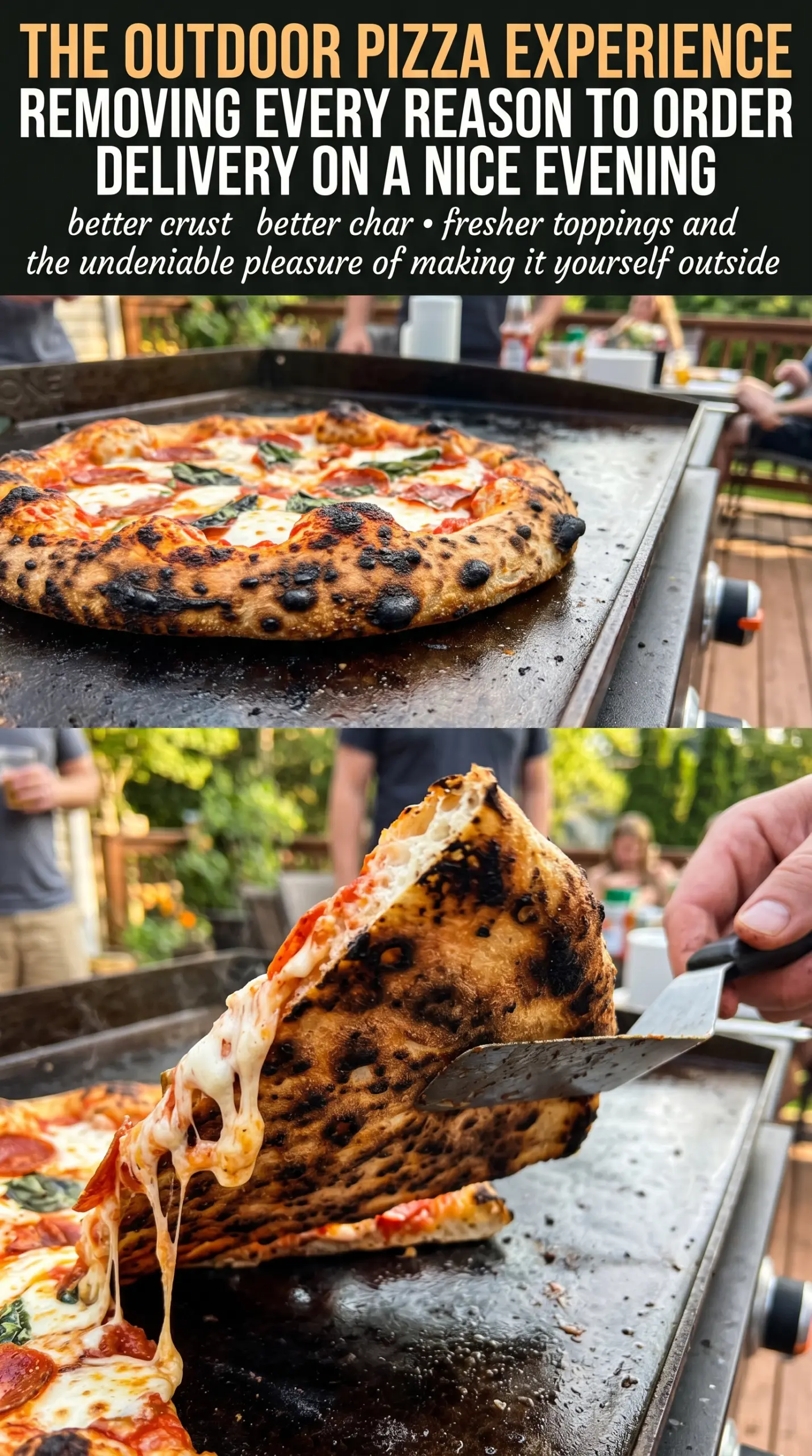 Pizza on a Blackstone Griddle crispy charred bubbling