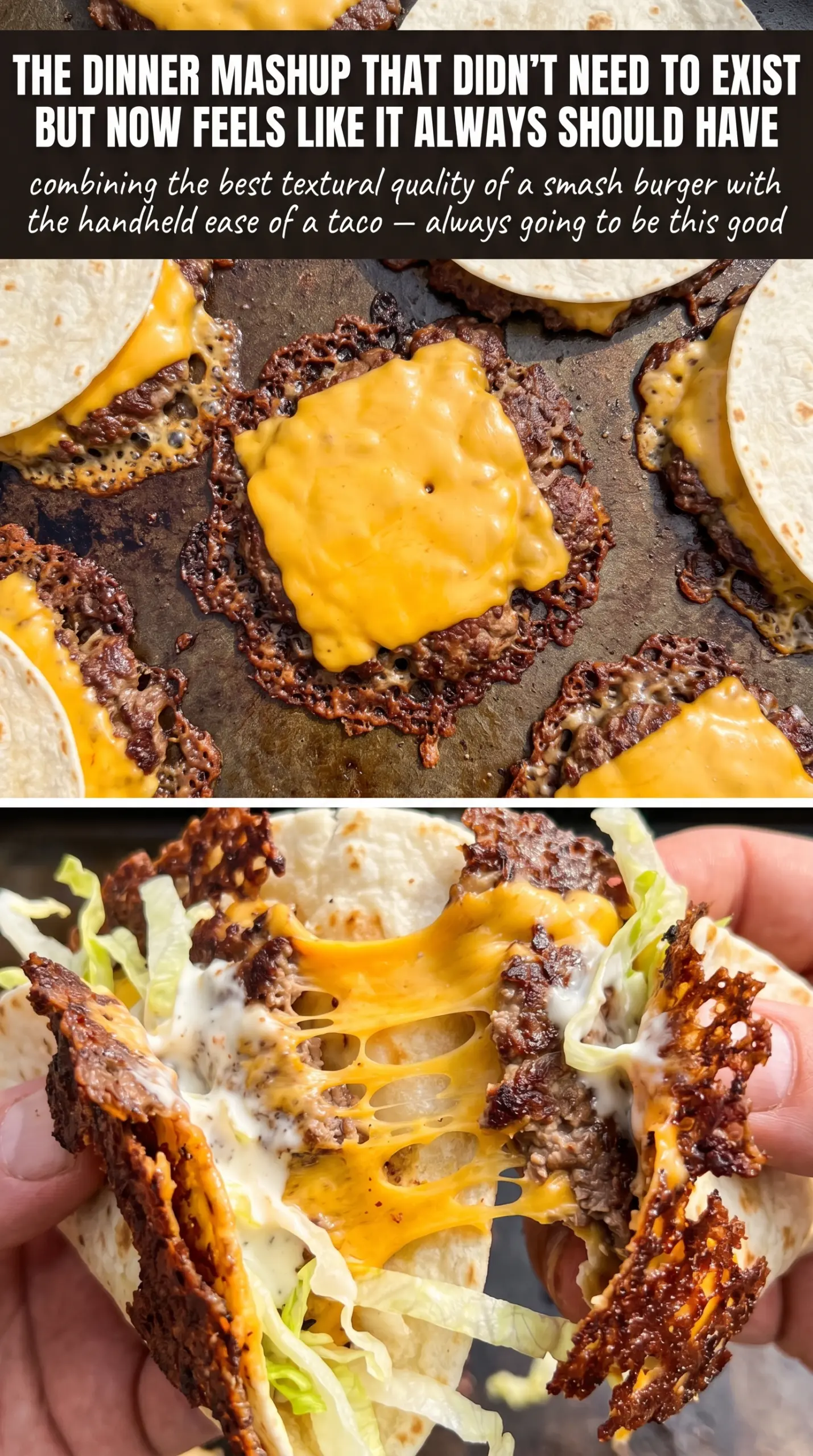 Smashed Cheeseburger Tacos crispy cheesy
