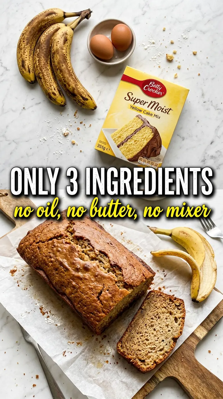 3-Ingredient Banana Bread golden tender loaf