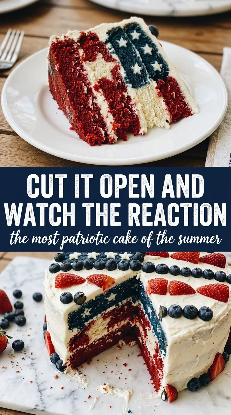American flag cake festive berry-decorated sheet cake
