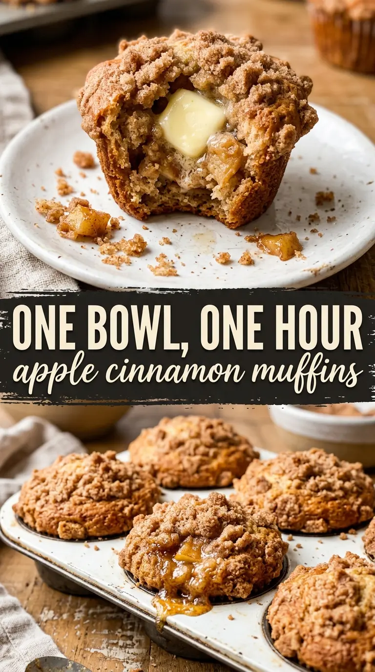 Apple Cinnamon Muffins with streusel, apple chunks, golden tops