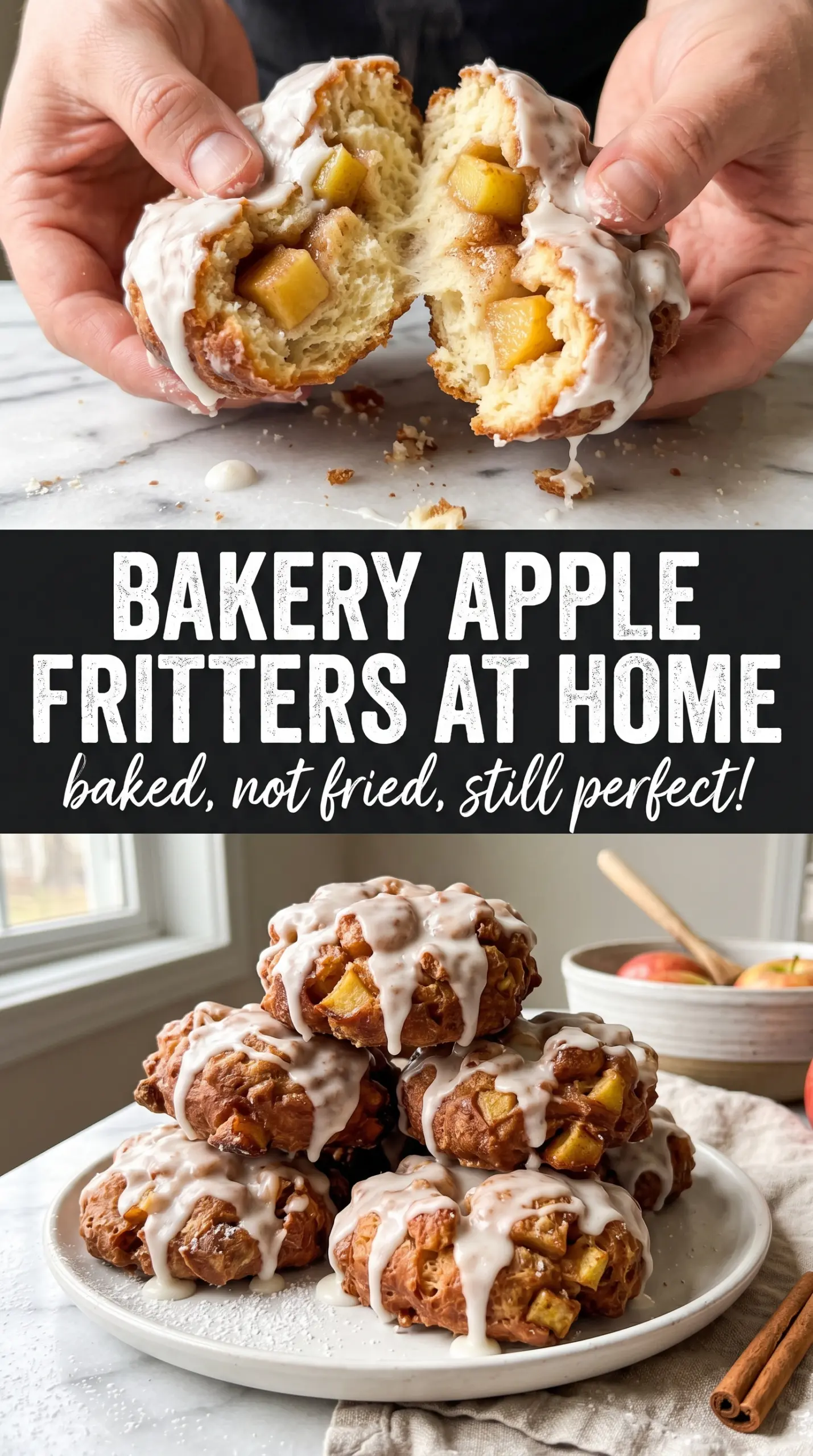 Baked Apple Fritters golden glazed cinnamon