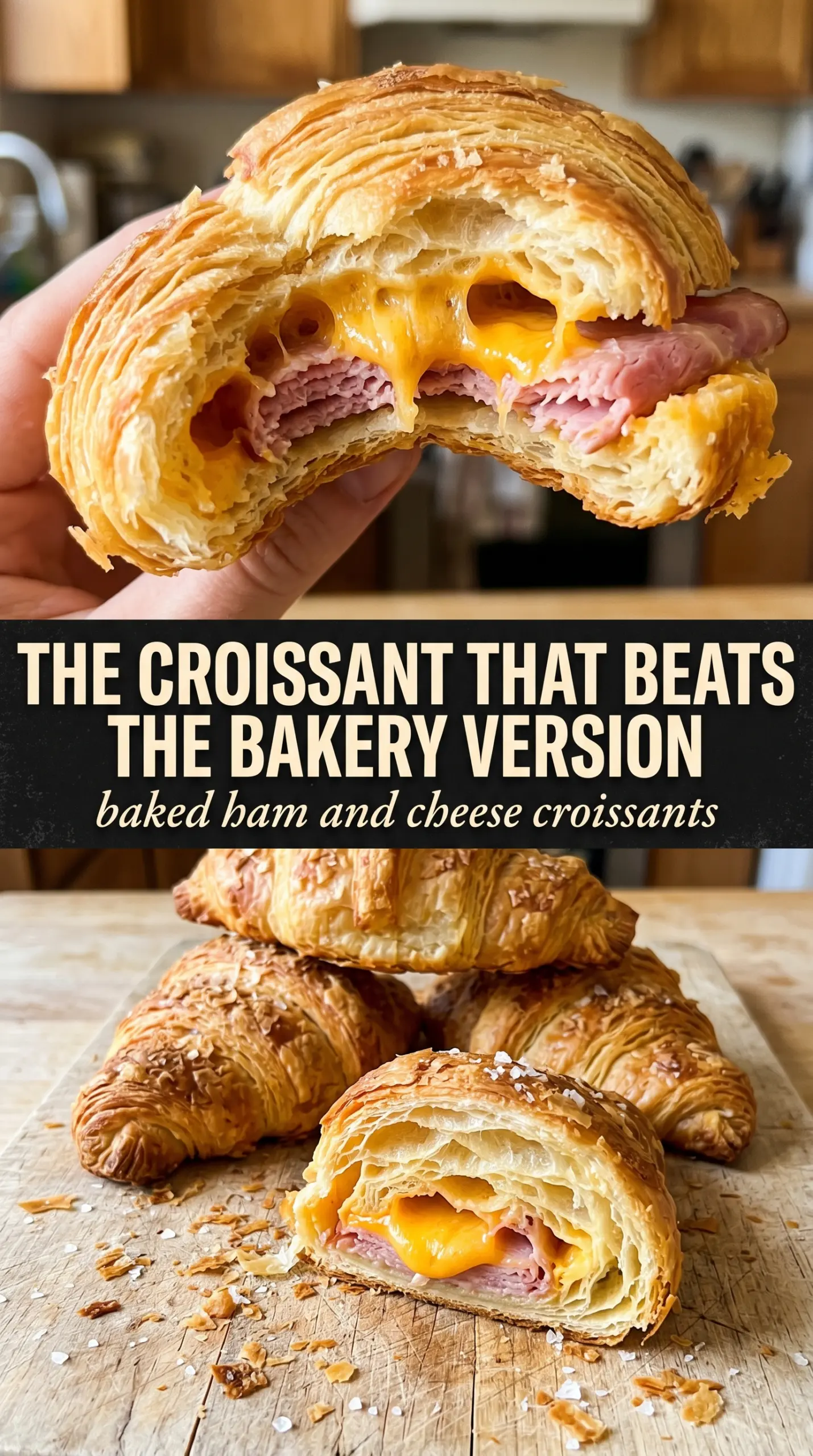 Baked Ham and Cheese Croissants golden flaky honey Dijon