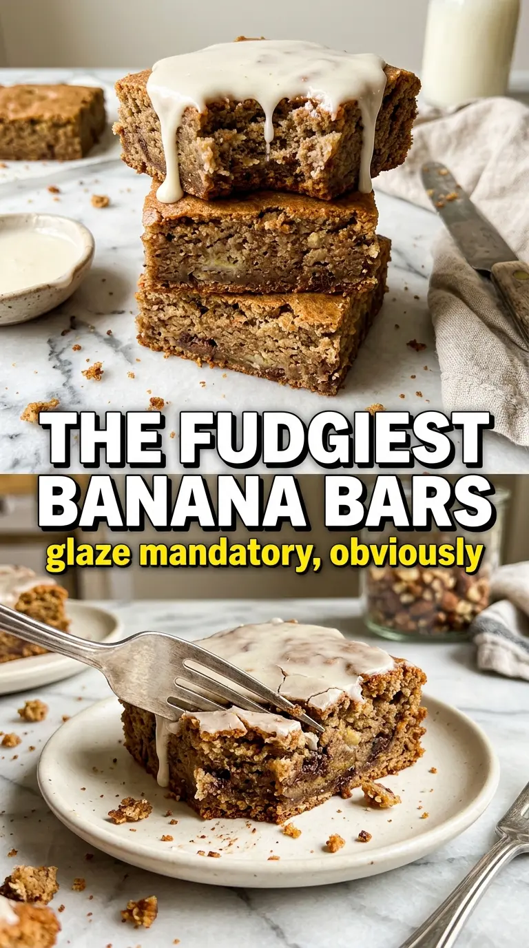 Banana Bread Brownies fudgy glazed bars