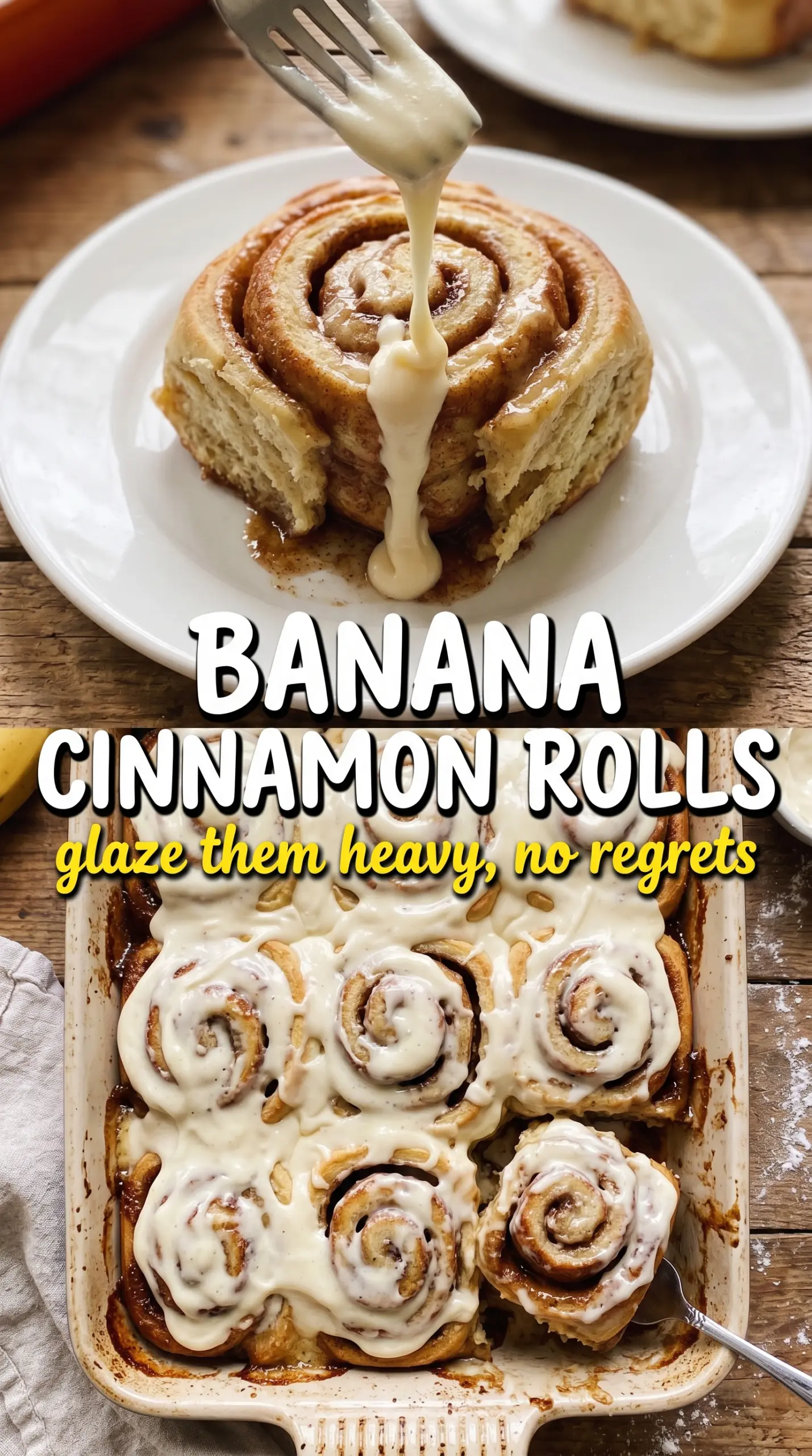Banana Bread Cinnamon Rolls soft swirled brown butter