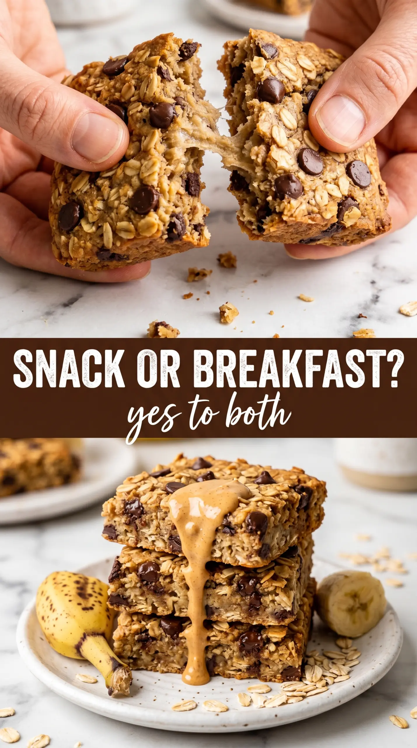 Banana oatmeal bars chewy chocolate chip