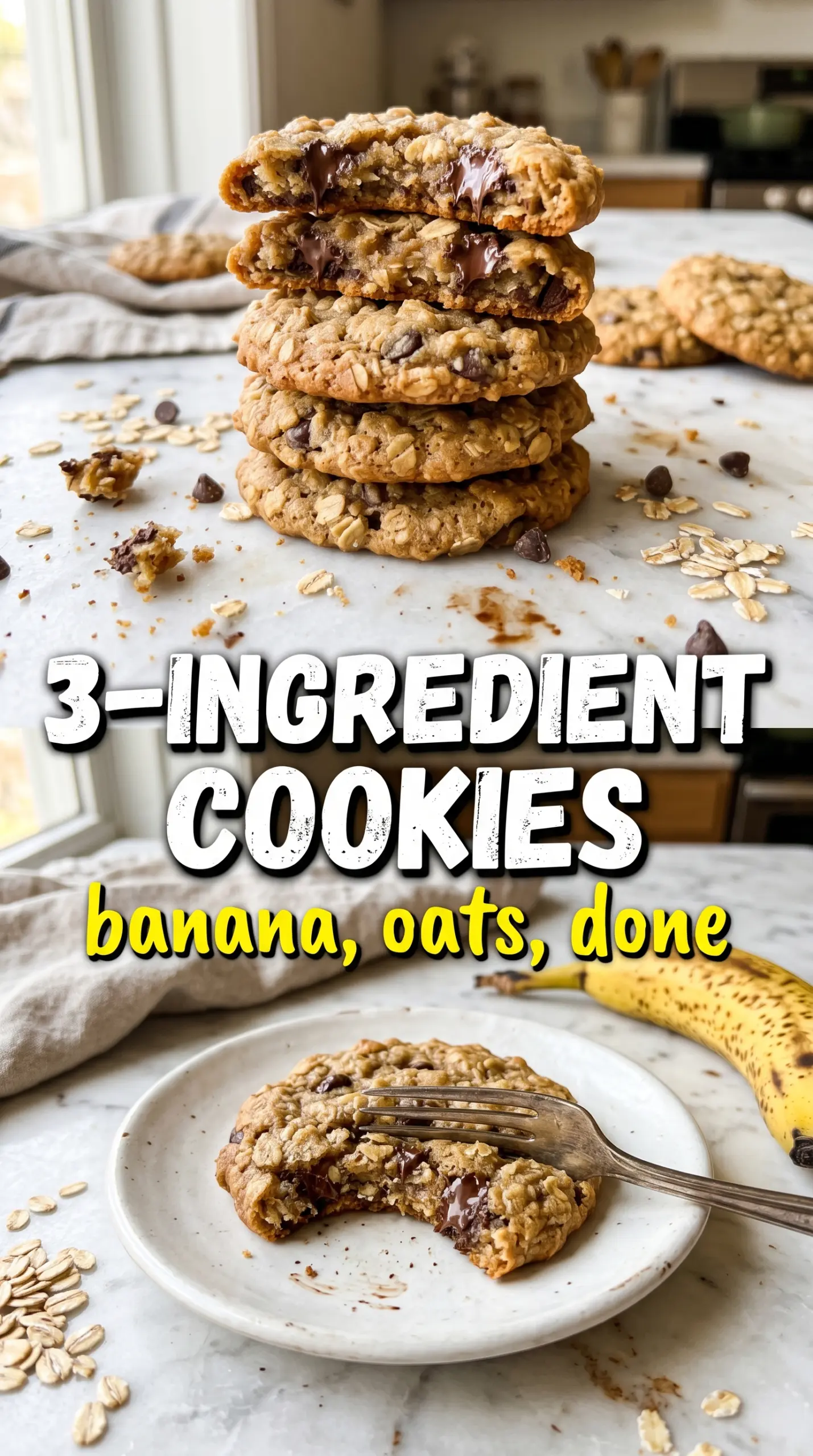 Banana oatmeal cookies soft chewy chocolate chip