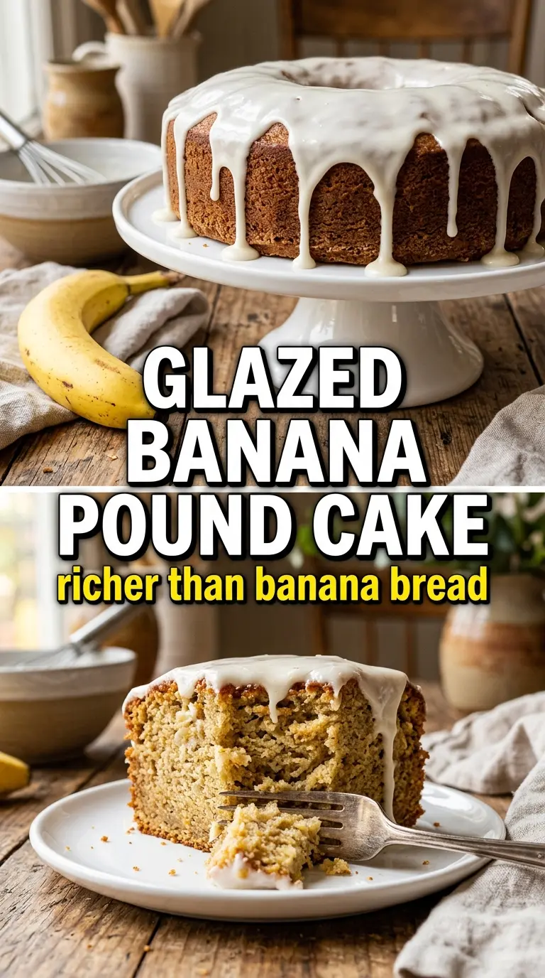 Banana Pound Cake dense buttery glaze