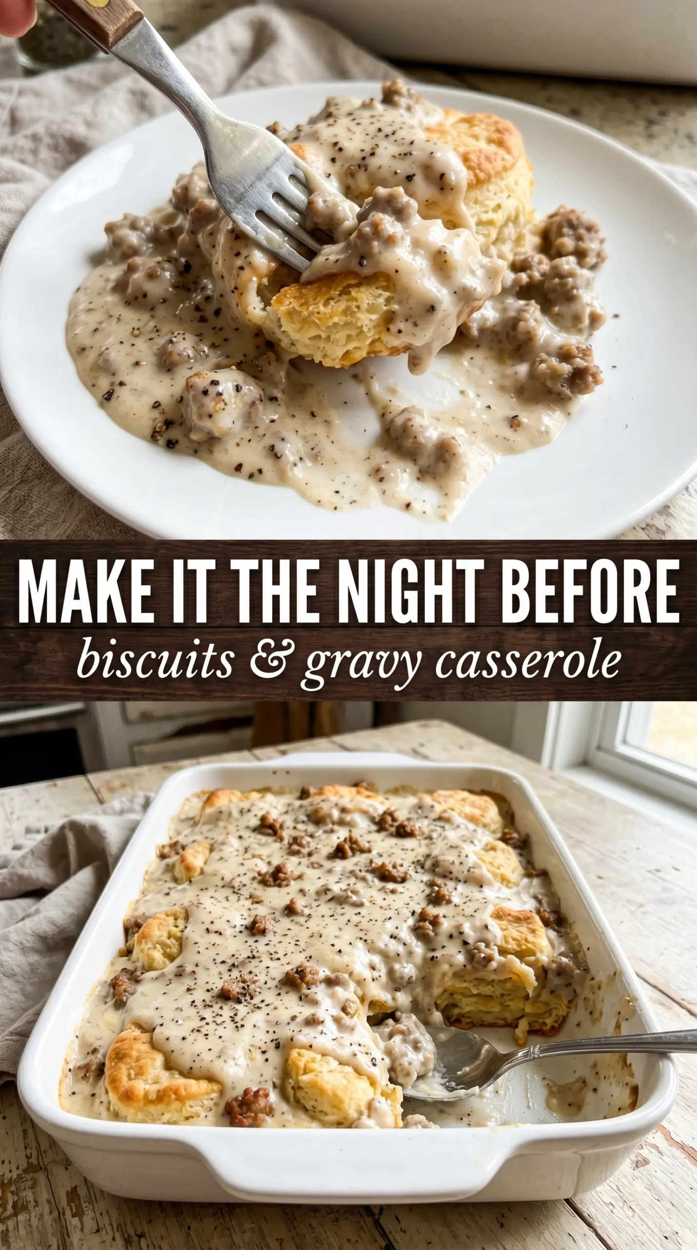 Biscuits and gravy casserole fluffy biscuit bake