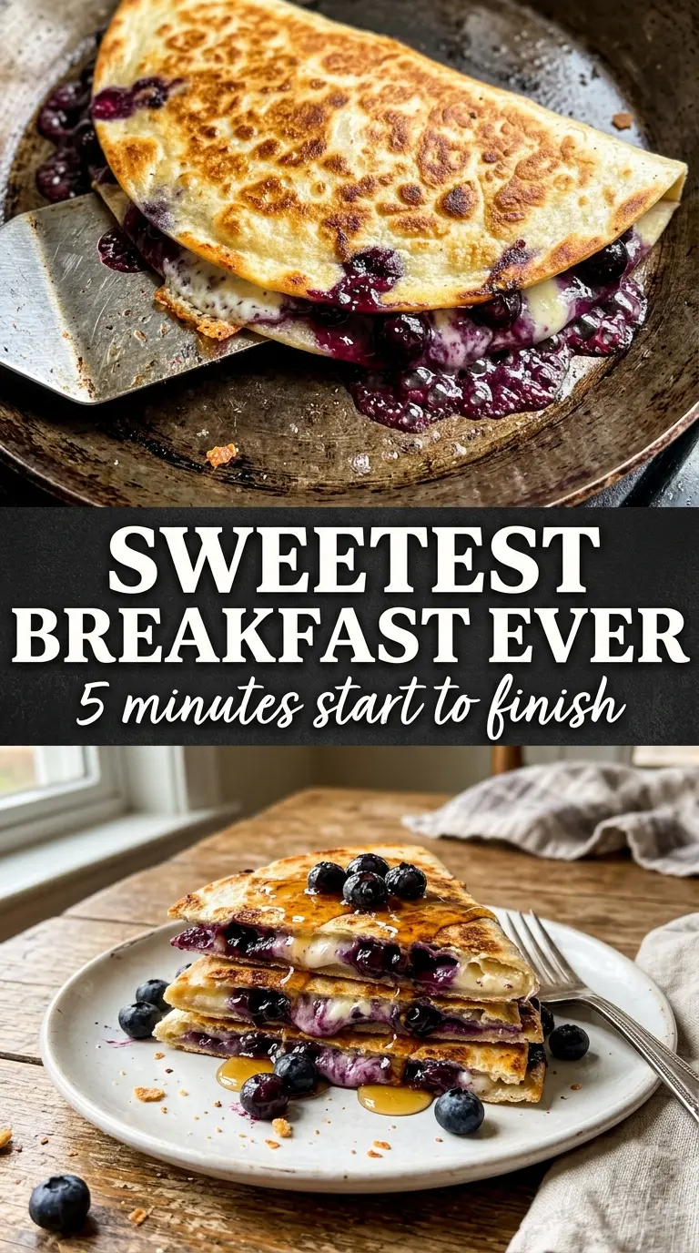 Blueberry Breakfast Quesadilla creamy blueberries